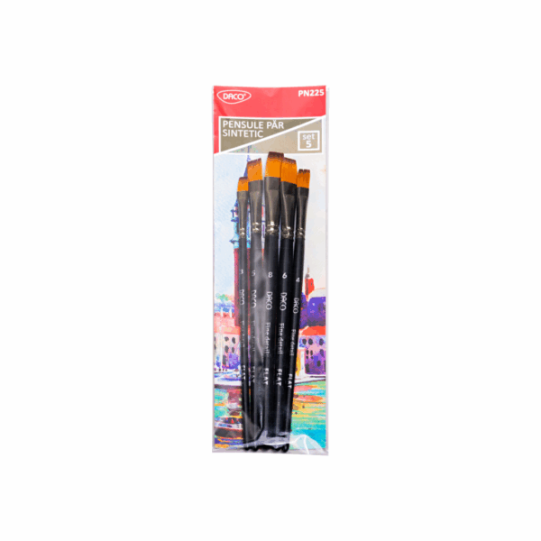 Pensule set 5 păr sintetic vârf drept