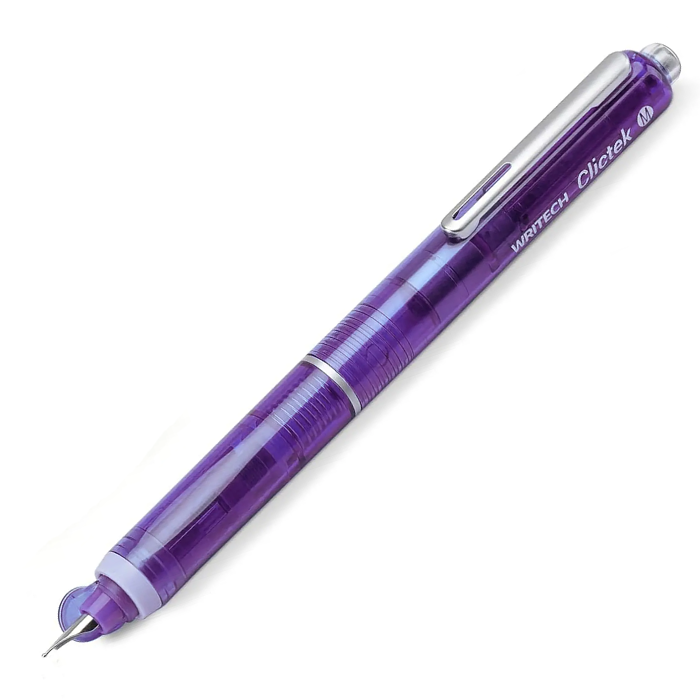 Stilou retractabil Writech M Corp Violet în cutie cadou si 5 patroane cerneala albastre