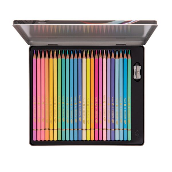 Creion color 24 nuanțe pastel, cutie metalică