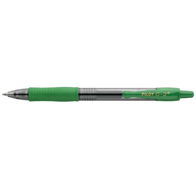 Roller cu gel Pilot G-2 Plus diverse culori 0.7 mm cu click verde