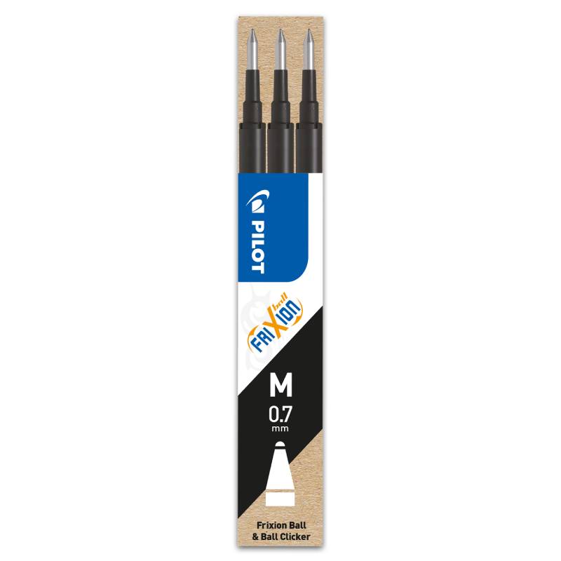 Set 3 rezerve roller Pilot Frixion Ball și FriXion Clicker diverse culori 0.7 mm negru