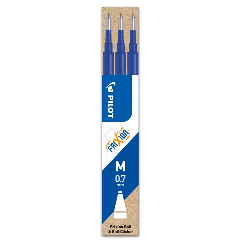 Set 3 rezerve roller Pilot Frixion Ball și FriXion Clicker diverse culori 0.7 mm albastru