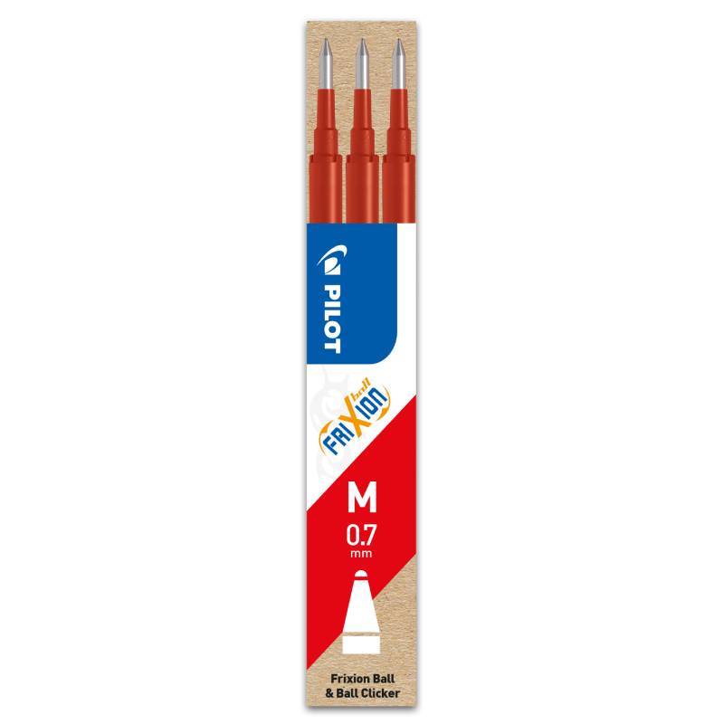 Set 3 rezerve roller Pilot Frixion Ball și FriXion Clicker diverse culori 0.7 mm rosu