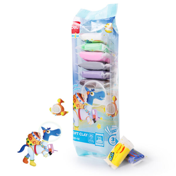 PLASTILINĂ SOFT CLAY 12 CULORI 72G DELI