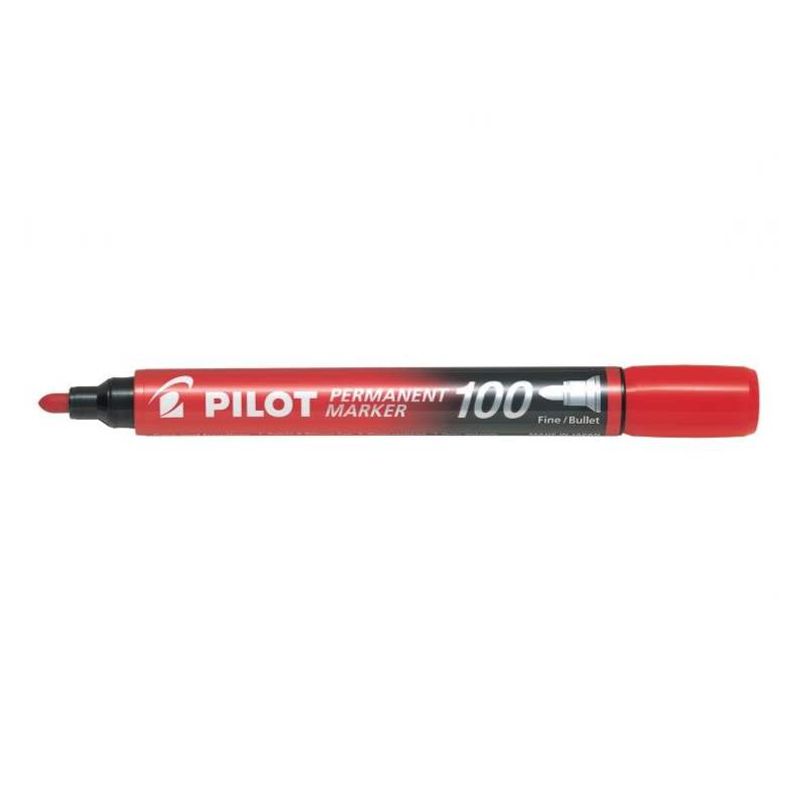 Marker permanent Pilot P100 diverse culori 1.0 mm varf rotund rosu
