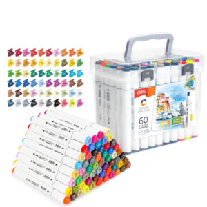 Set 60 Markere Sketching Varf Dublu Rotund 1mmtesit 7mm Cut Plastic Color Emotion Deli 10329087 1 1692687738